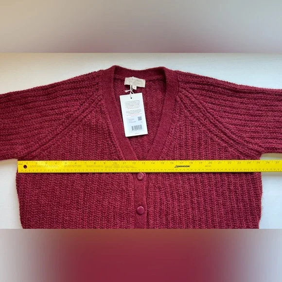 Sezane Burgundy Basile Knit Cardigan M - Picture 4 of 8
